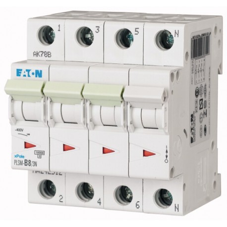 PLSM-C8/3N-MW - PLSM-C8/3N-MW 242538 EATON ELECTRIC Over current switch, 8A, 3pole+N, type C characteristic