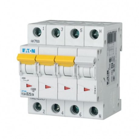 PLSM-C25/3N-MW - PLSM-C25/3N-MW 242545 Y7-242545 EATON ELECTRIC Over current switch, 25A, 3pole+N, type C characteristic