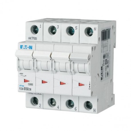 PLSM-C50/3N-MW - PLSM-C50/3N-MW 242548 Y7-242548 EATON ELECTRIC Over current switch, 50A, 3pole+N, type C characteristic