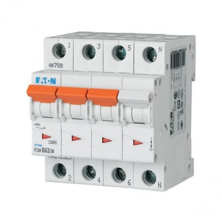 PLSM-C63/3N-MW - PLSM-C63/3N-MW 242549 Y7-242549 EATON ELECTRIC Over current switch, 63A, 3pole+N, type C characteristic