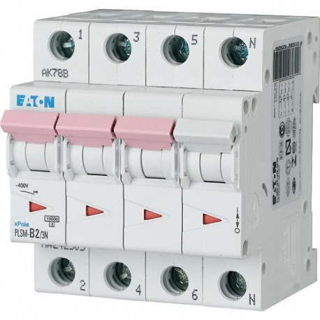 PLSM-D2/3N-MW - PLSM-D2/3N-MW 242554 EATON ELECTRIC Over current switch, 2A, 3pole+N, type D characteristic
