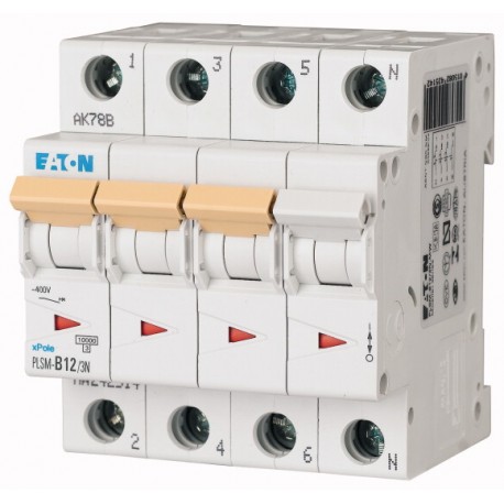 PLSM-D12/3N-MW - PLSM-D12/3N-MW 242563 EATON ELECTRIC Over current switch, 12A, 3pole+N, type D characteristic