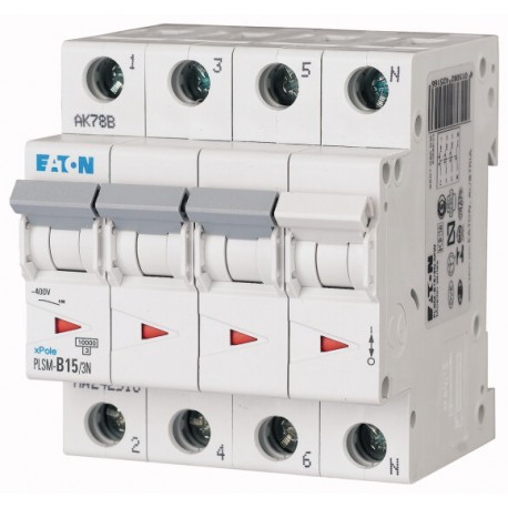 PLSM-D15/3N-MW - PLSM-D15/3N-MW 242565 EATON ELECTRIC Over current switch, 15A, 3pole+N, type D characteristic