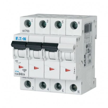 PLSM-D40/3N-MW - PLSM-D40/3N-MW 242570 Y7-242570 EATON ELECTRIC Over current switch, 40A, 3pole+N, type D characteristic