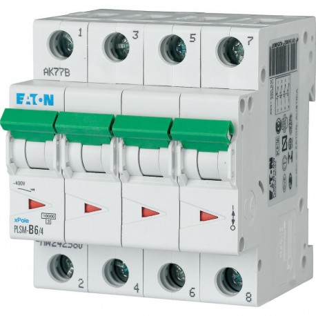 PLSM-B6/4-MW - PLSM-B6/4-MW 242580 Y7-242580 EATON ELECTRIC Over current switch, 6A, 4p, type B characteristic