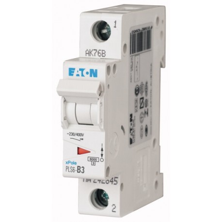PLS6-D3-MW - PLS6-D3-MW 242694 EATON ELECTRIC Over current switch, 3A, 1p, type D characteristic