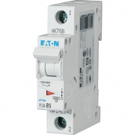 PLS6-D5-MW - PLS6-D5-MW 242697 EATON ELECTRIC Over current switch, 5A, 1p, type D characteristic