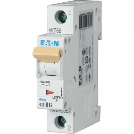 PLS6-D12-MW - PLS6-D12-MW 242701 EATON ELECTRIC Over current switch, 12A, 1p, type D characteristic