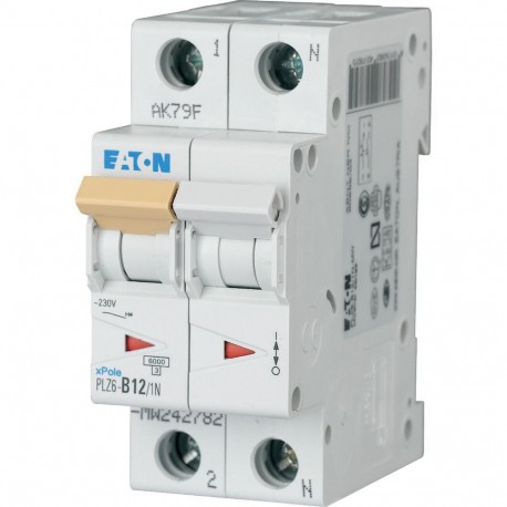 PLZ6-B12/1N-MW - PLZ6-B12/1N-MW 242782 EATON ELECTRIC Over current switch, 12A, 1pole+N, type B characteristic