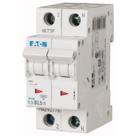 PLZ6-D3,5/1N-MW - PLZ6-D3,5/1N-MW 242825 EATON ELECTRIC Over current switch, 3, 5 A, 1pole+N, type D characteristic