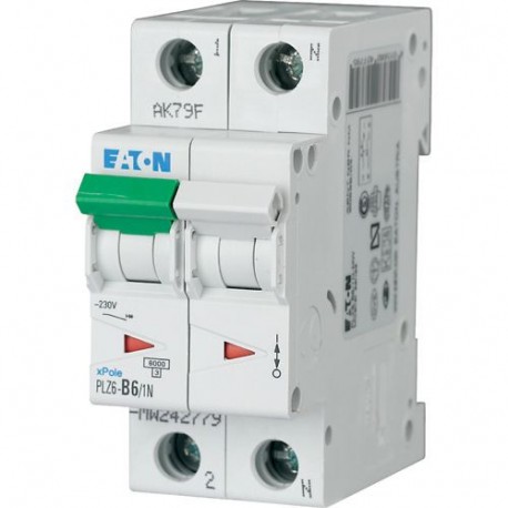 PLZ6-D6/1N-MW - PLZ6-D6/1N-MW 242828 Y7-242828 EATON ELECTRIC Over current switch, 6A, 1pole+N, type D characteristic