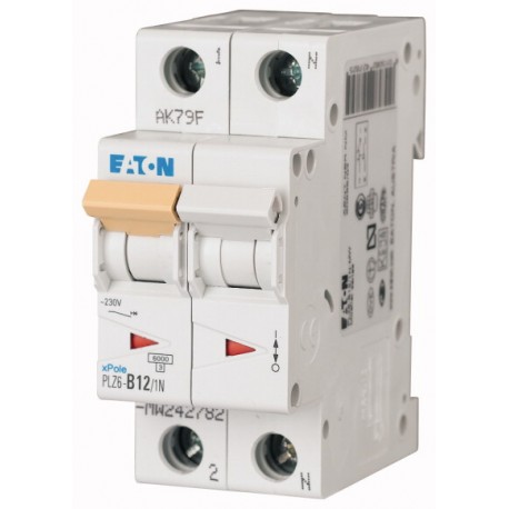 PLZ6-D12/1N-MW - PLZ6-D12/1N-MW 242831 EATON ELECTRIC Over current switch, 12A, 1pole+N, type D characteristic