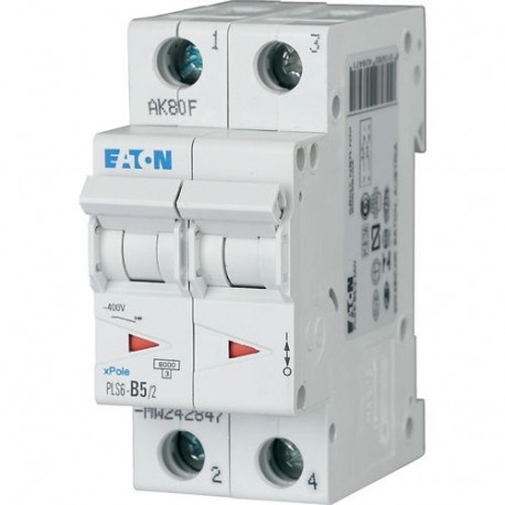 PLS6-B5/2-MW - PLS6-B5/2-MW 242847 EATON ELECTRIC Over current switch, 5A, 2 p, type B characteristic