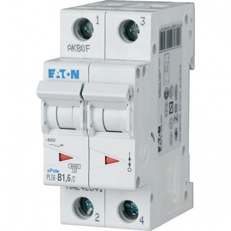 PLS6-D1,6/2-MW - PLS6-D1,6/2-MW 242890 EATON ELECTRIC Over current switch, 1, 6 A, 2 p, type D characteristic