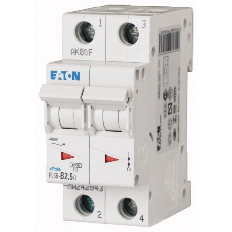 PLS6-D2,5/2-MW - PLS6-D2,5/2-MW 242892 EATON ELECTRIC Over current switch, 2, 5 A, 2 p, type D characteristic