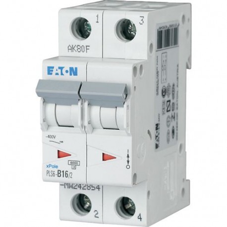 PLS6-D16/2-MW - PLS6-D16/2-MW 242903 Y7-242903 EATON ELECTRIC Over current switch, 16A, 2 p, type D characteristic