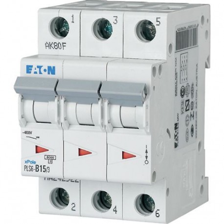 PLS6-B15/3-MW - PLS6-B15/3-MW 242922 EATON ELECTRIC Over current switch, 15A, 3 p, type B characteristic