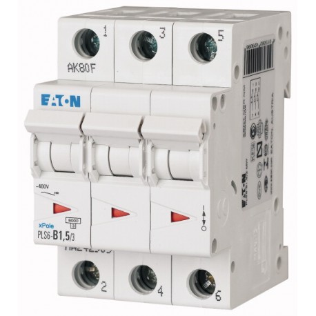 PLS6-D1,5/3-MW - PLS6-D1,5/3-MW 242958 EATON ELECTRIC Over current switch, 1, 5 A, 3 p, type D characteristic
