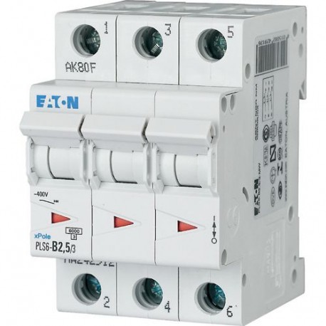 PLS6-D2,5/3-MW - PLS6-D2,5/3-MW 242961 EATON ELECTRIC Over current switch, 2, 5 A, 3 p, type D characteristic