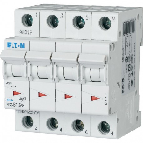 PLS6-B1,6/3N-MW - PLS6-B1,6/3N-MW 242979 EATON ELECTRIC Over current switch, 1, 6 A, 3pole+N, type B characteristic