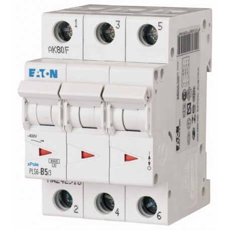 PLS6-D5/3N-MW - PLS6-D5/3N-MW 243034 EATON ELECTRIC Over current switch, 5A, 3pole+N, type D characteristic