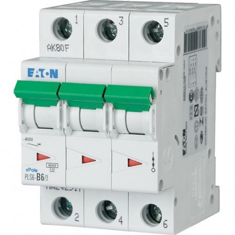 PLS6-D6/3N-MW - PLS6-D6/3N-MW 243035 Y7-243035 EATON ELECTRIC Over current switch, 6A, 3pole+N, type D characteristic