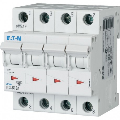 PLS6-B15/4-MW - PLS6-B15/4-MW 243060 EATON ELECTRIC Over current switch, 15A, 4 p, type B characteristic