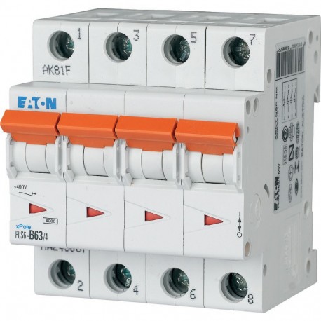 PLS6-B63/4-MW - PLS6-B63/4-MW 243067 Y7-243067 EATON ELECTRIC Over current switch, 63A, 4 p, type B characteristic
