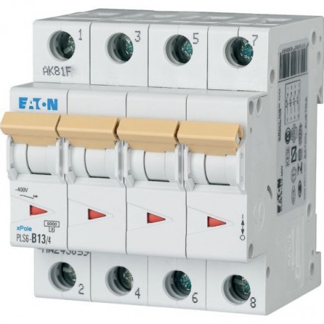 PLS6-C13/4-MW - PLS6-C13/4-MW 243085 Y7-243085 EATON ELECTRIC Over current switch, 13A, 4 p, type C characteristic