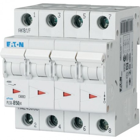 PLS6-C50/4-MW - PLS6-C50/4-MW 243092 Y7-243092 EATON ELECTRIC Over current switch, 50A, 4 p, type C characteristic