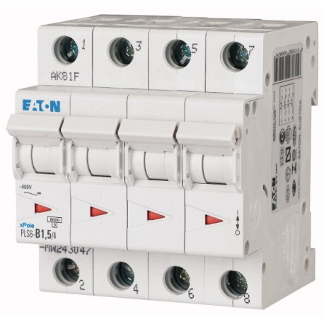 PLS6-D1,5/4-MW - PLS6-D1,5/4-MW 243096 EATON ELECTRIC Over current switch, 1, 5 A, 4 p, type D characteristic