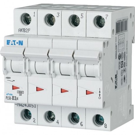 PLS6-D3/4-MW - PLS6-D3/4-MW 243100 EATON ELECTRIC Over current switch, 3A, 4 p, type D characteristic