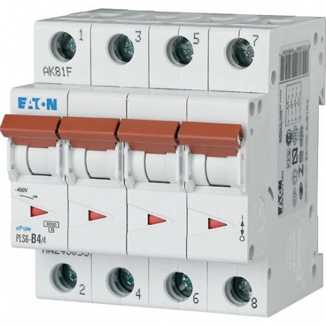 PLS6-D4/4-MW - PLS6-D4/4-MW 243102 EATON ELECTRIC Over current switch, 4A, 4 p, type D characteristic