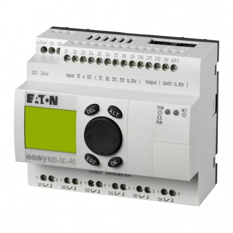EASY820-DC-RC - EASY820-DC-RC 256271 0004520965 EATON ELECTRIC Control relay, 24 V DC, 12DI(4AI), 6DO relays, 1AO, display, ..