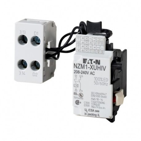 NZM1-XUHIV60AC - NZM1-XUHIV60AC 259535 Y7-259535 EATON ELECTRIC Undervoltage release, 60VAC, +2early N/O