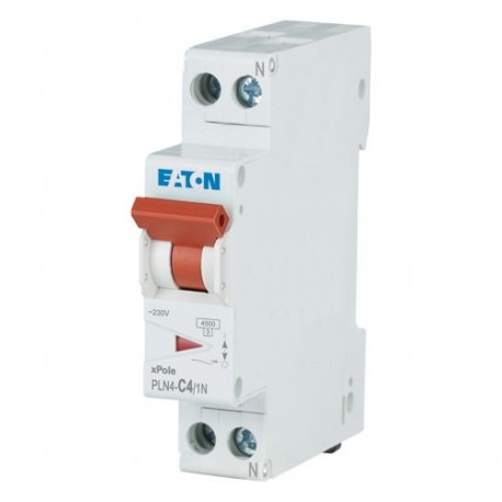 PLN4-C4/1N-MW - PLN4-C4/1N-MW 263188 EATON ELECTRIC Over current switch, 4A, 1pole+N, type C characteristic