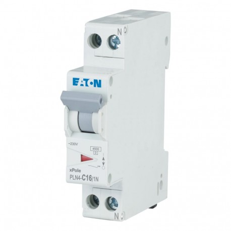 PLN4-C16/1N-MW - PLN4-C16/1N-MW 263192 EATON ELECTRIC Over current switch, 16A, 1pole+N, type C characteristic