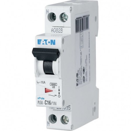 PLG6-C40/1N - PLG6-C40/1N 264699 EATON ELECTRIC Over current switch, 40A, 1pole+N, type C characteristic