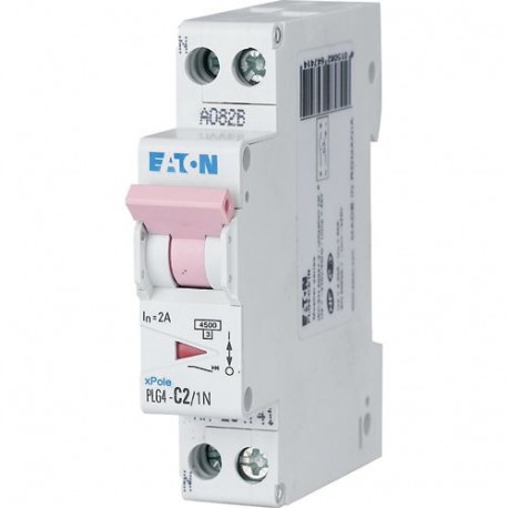 PLG4-C2/1N - PLG4-C2/1N 264741 EATON ELECTRIC Over current switch, 2A, 1pole+N, type C characteristic