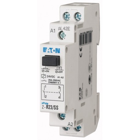 Z-R23/SS - Z-R23/SS 265174 EATON ELECTRIC Installation relay, 24 V DC, 2N/O, 20A, 1HP