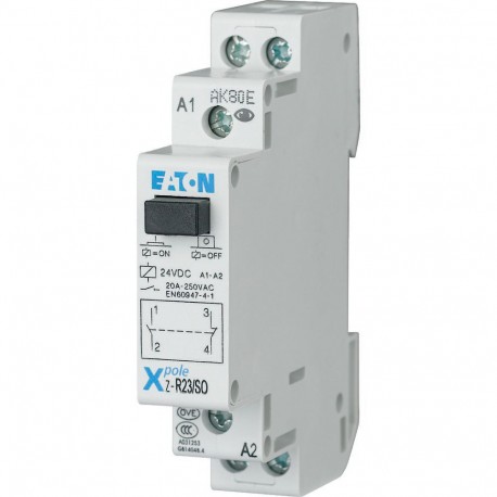 Z-R23/SO - Z-R23/SO 265184 EATON ELECTRIC Installation relay, 24 V DC, 1N/O+1N/C, 20A, 1HP
