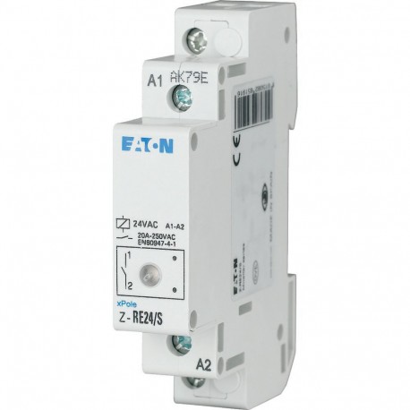 Z-RE24/S - Z-RE24/S 265191 EATON ELECTRIC Installation relay, 24VAC/50Hz, 1N/O, 20A, 1HP
