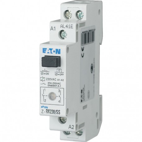 Z-RK230/SS - Z-RK230/SS 265203 EATON ELECTRIC Installation relay, 230VAC/50Hz, 2N/O, 20A, 1HP