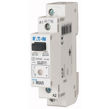 Z-RK24/SS - Z-RK24/SS 265205 EATON ELECTRIC Installation relay, 24VAC/50Hz, 2N/O, 20A, 1HP