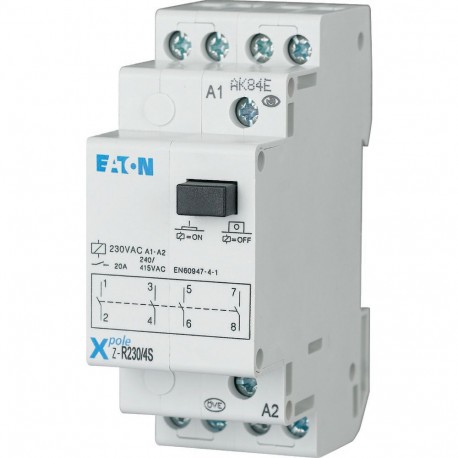 Z-R230/4S - Z-R230/4S 265226 EATON ELECTRIC Installation relay, 230VAC/50Hz, 4N/O, 20A, 2HP