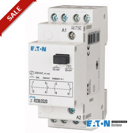 Z-R24/4S - Z-R24/4S 265227 EATON ELECTRIC Installation relay, 24VAC/50Hz, 4N/O, 20A, 2HP