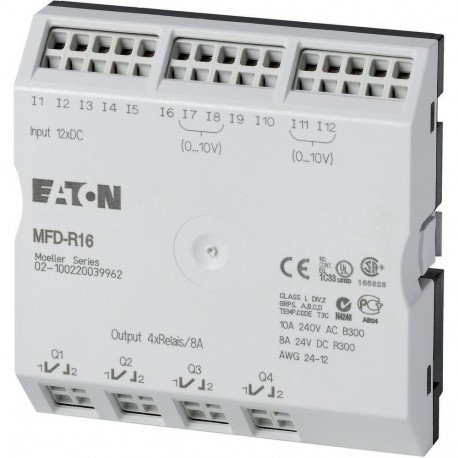 MFD-R16 - MFD-R16 265254 0004519704 EATON ELECTRIC I/O module, 24 V DC, for MFD-CP8/CP10, 12DI(4AI), 4DO relays