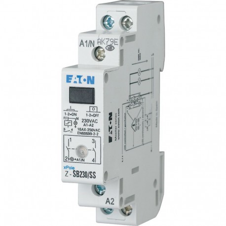 Z-SB230/SS - Z-SB230/SS 265301 Y7-265301 EATON ELECTRIC Impulse relay with LED, 230AC, 2 N/O, 32A, 50Hz, 1HP