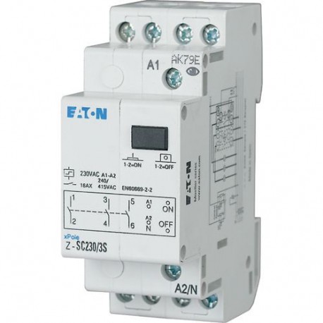 Z-SC230/1S1W - Z-SC230/1S1W 265324 Y7-265324 EATON ELECTRIC Impulse relay, central control, 230AC, 1NO, 1W, 16A, 50/60Hz, 1..
