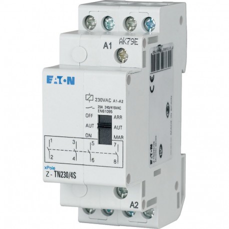 Z-TN230/4S - Z-TN230/4S 265579 Y7-265579 EATON ELECTRIC Pre-selection relay, 230VAC/50Hz, 4N/O, 20A, 2HP